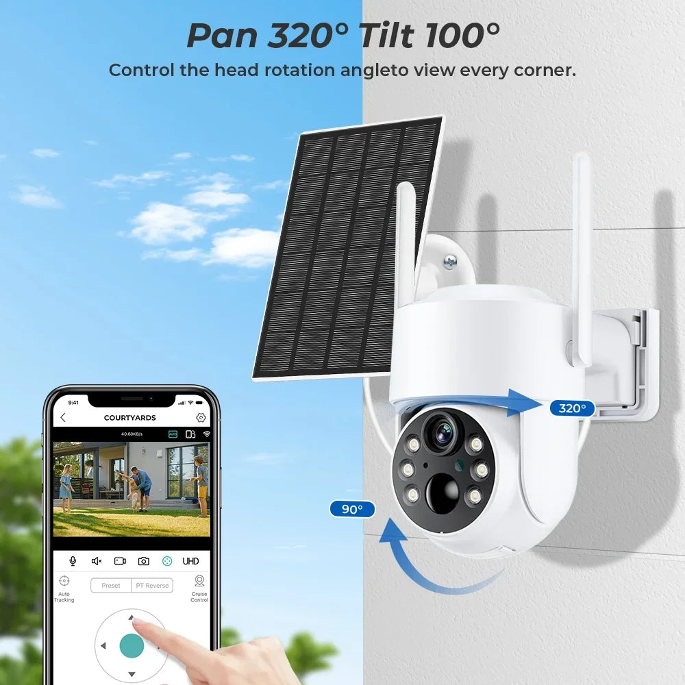 Caméra De Surveillance WiFi Solaire PTZ 4MP