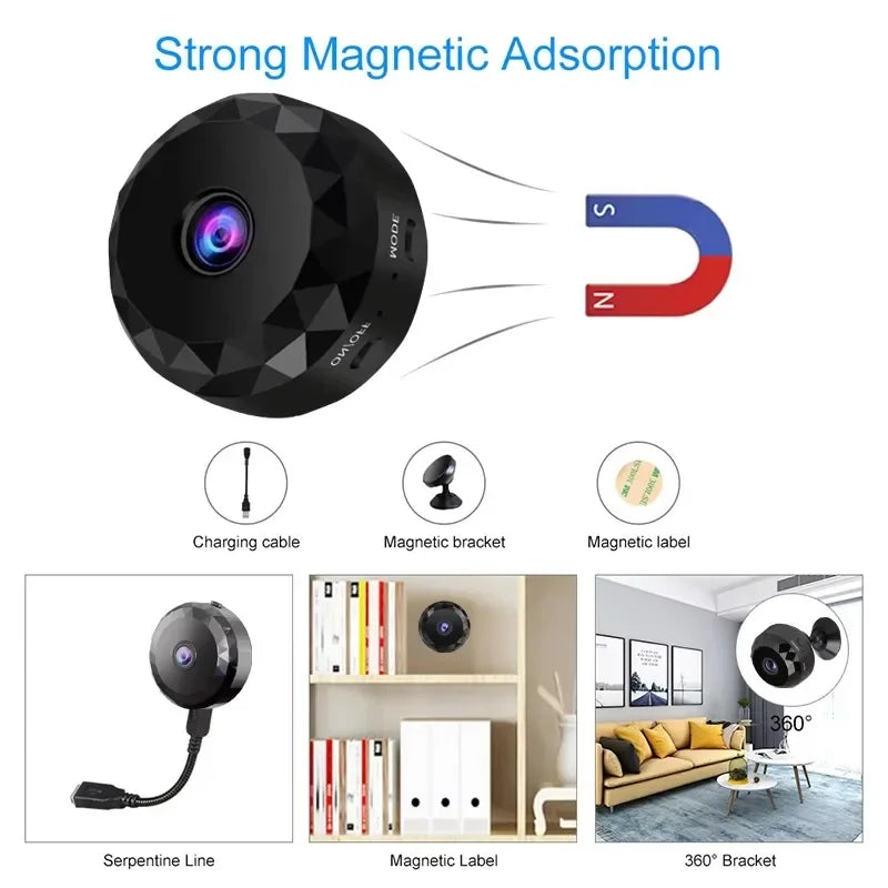 Mini Caméra De Sécurité Wi-Fi Grand Angle 1080P